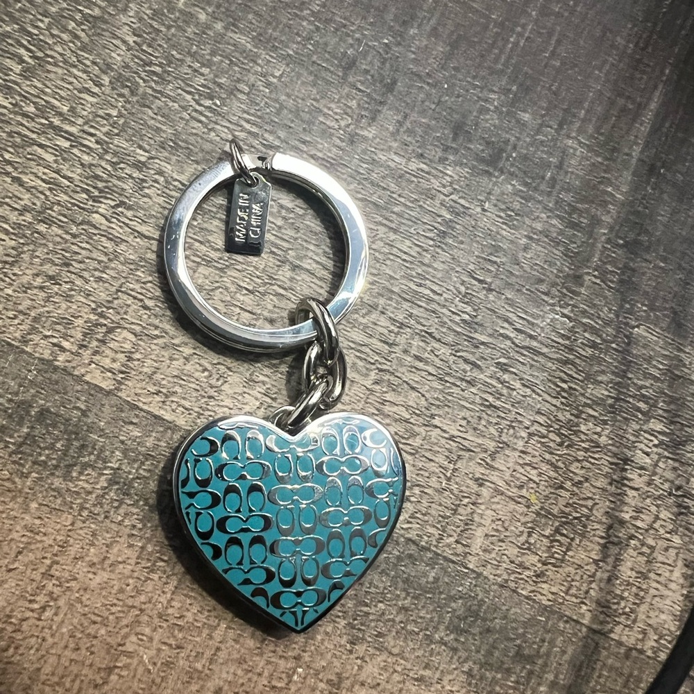Coach Blue Heart Keyring